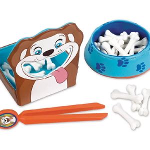 Feed the Dog game with tweezers, bones and dog with bowl