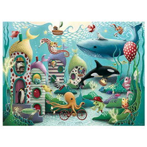 Cartoon underwater scene for puzzle